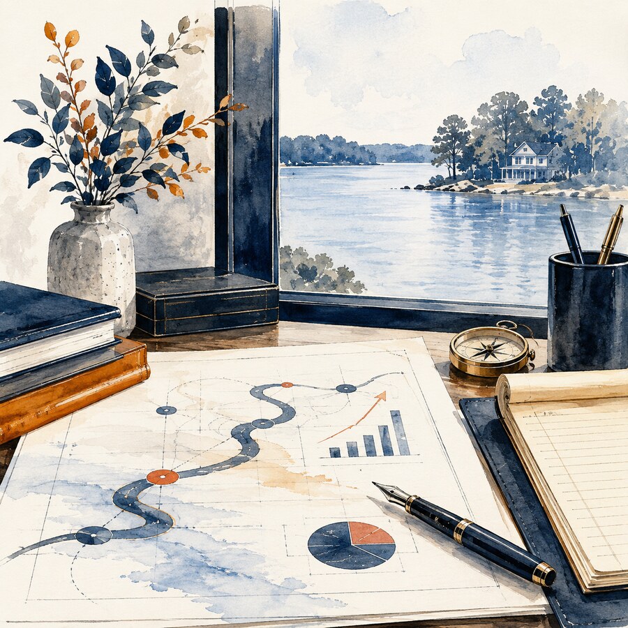 Watercolor illustration representing Christopher Adkins's business and legal strategy experience