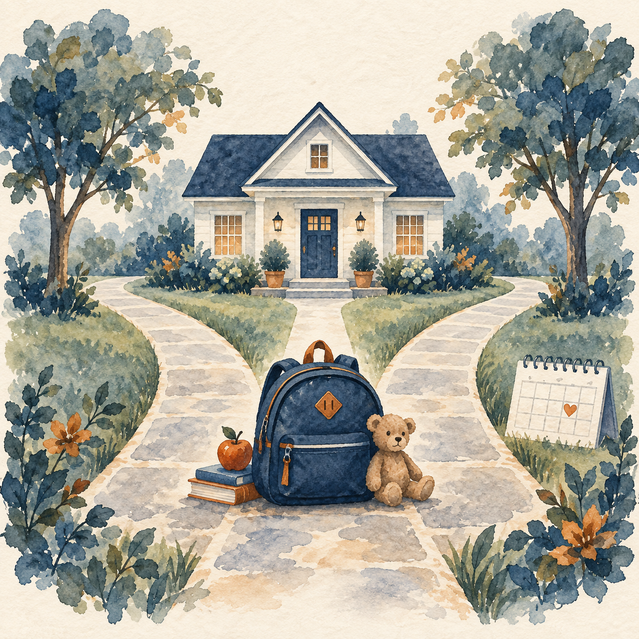 Child Custody and Support Legal Guides Watercolor | Adkins Law Watercolor illustration for North Carolina child custody and support legal guides from Adkins Law