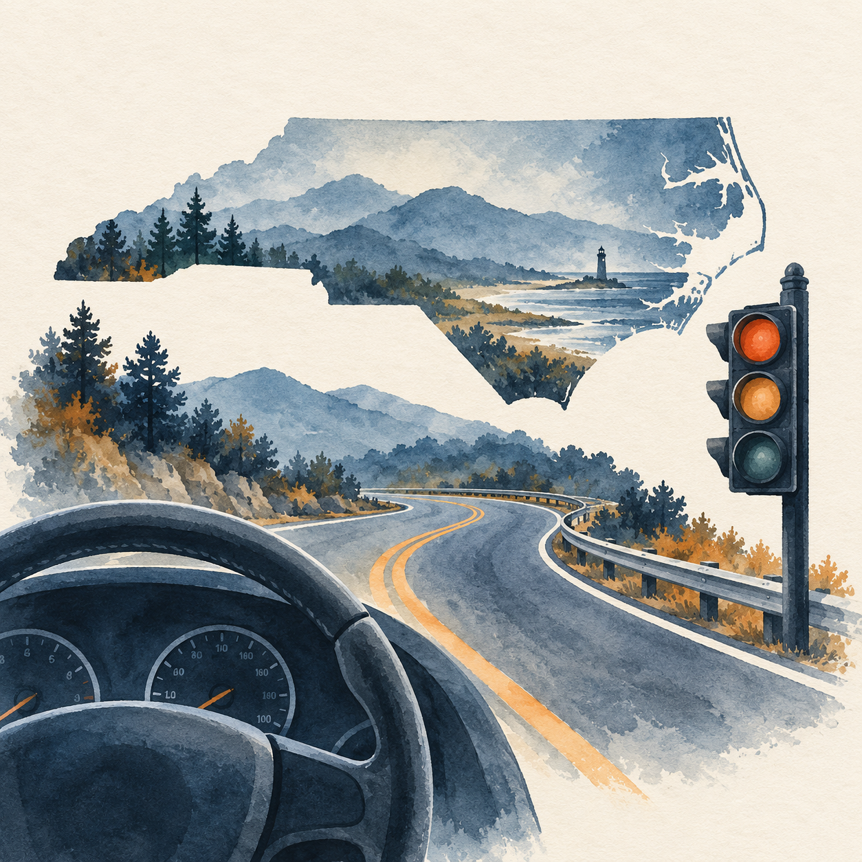 DWI and Traffic Legal Guides Watercolor | Adkins Law North Carolina field sobriety testing watercolor for Adkins Law DWI guide