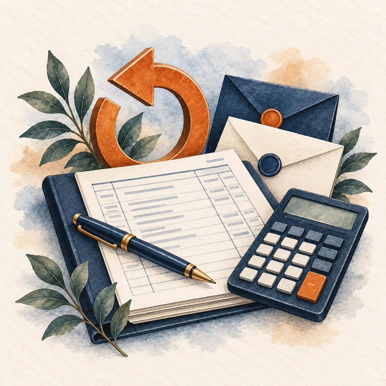 Alimony Overpayments and Reimbursement Watercolor | Adkins Law North Carolina alimony modification and payment review watercolor for Adkins Law in Huntersville