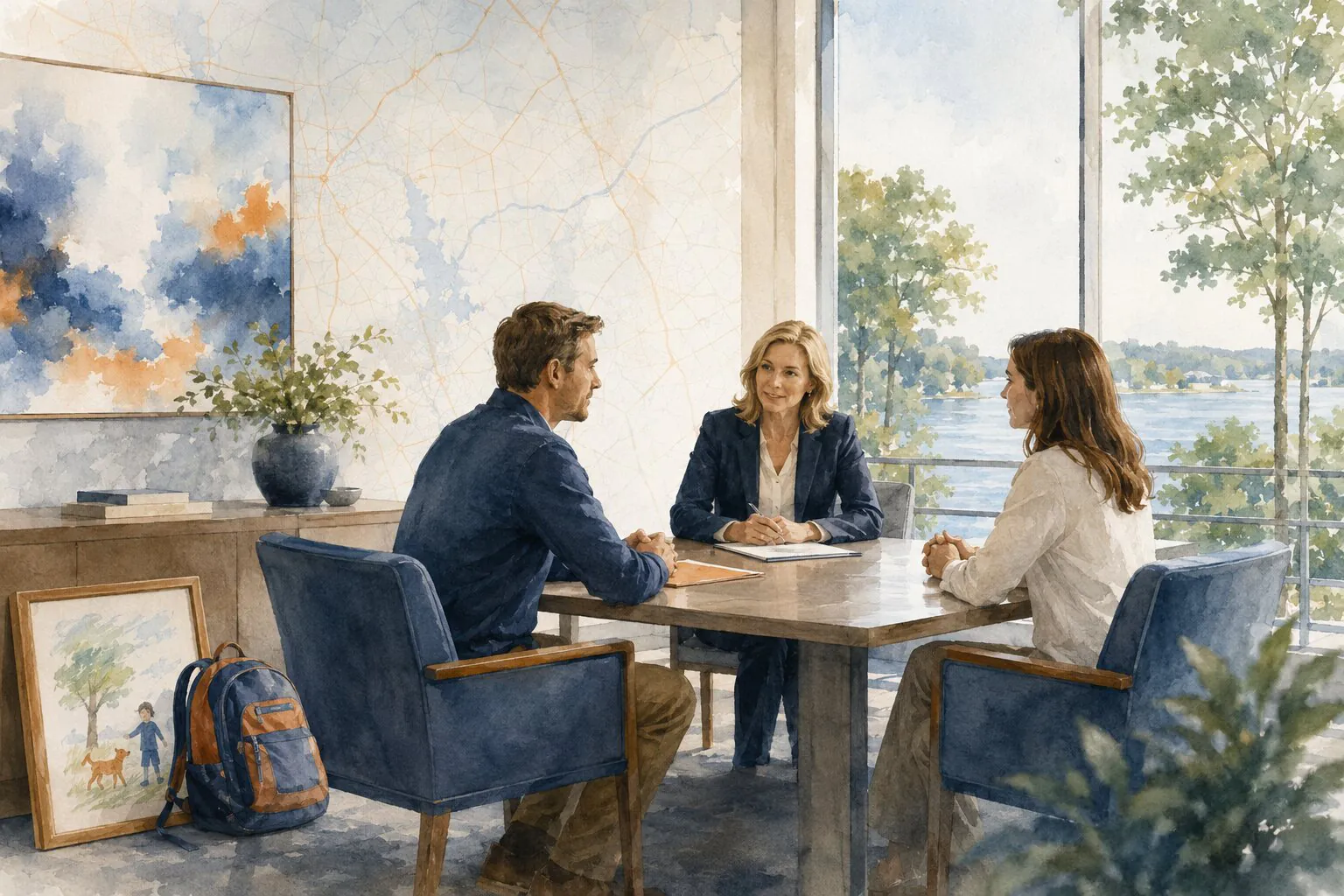 Collaborative Law legal guidance illustration with a subtle Huntersville map