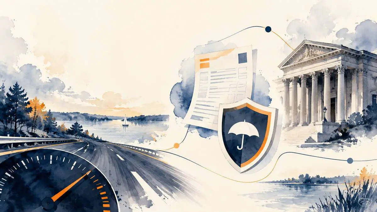 Watercolor illustration of speeding and insurance-point consequences in North Carolina
